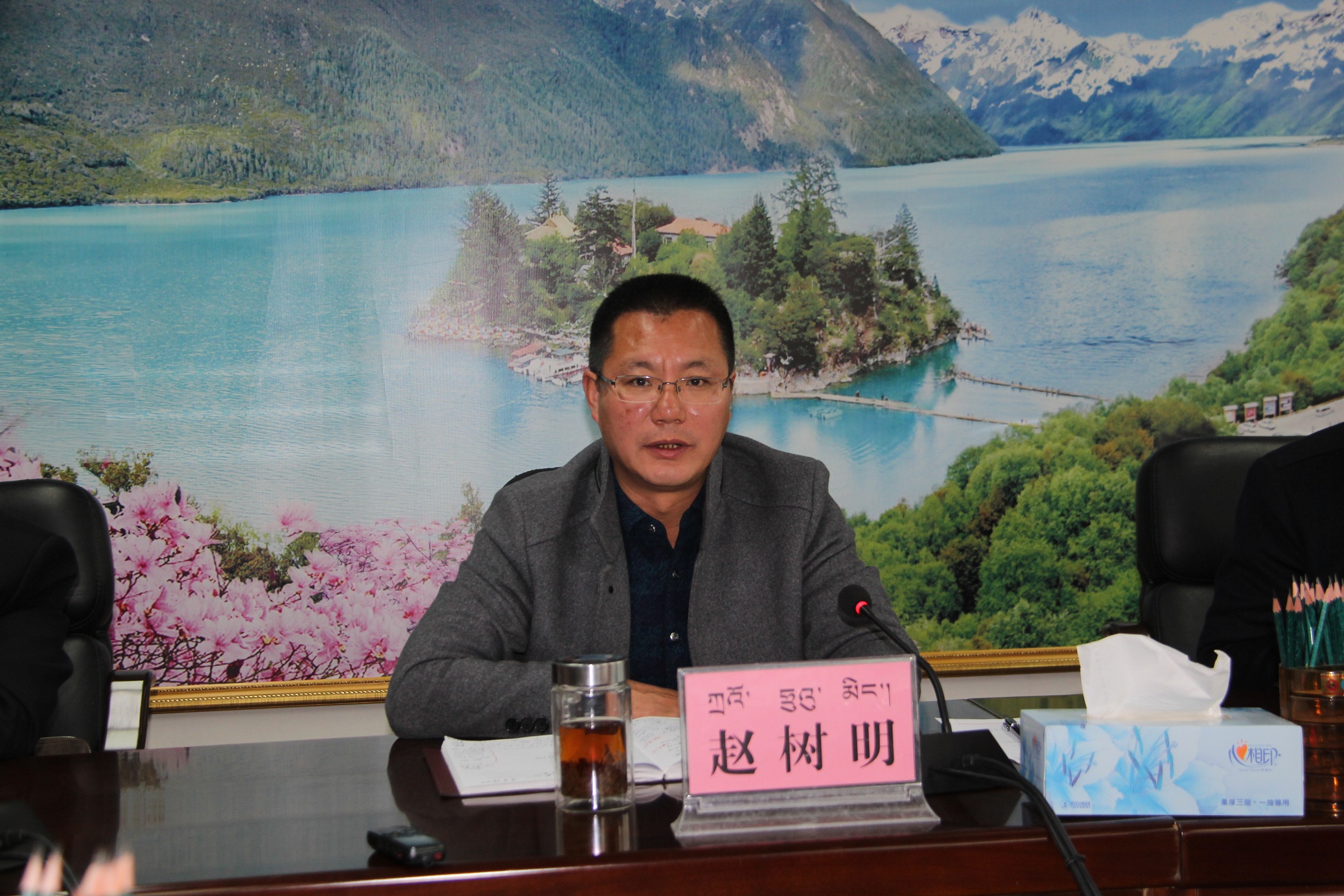 图为市委副书记、常务副市长赵树明主持召开市林拉高等级公路 林芝至米林机场专用公路景观绿美化工作安排部署会.JPG